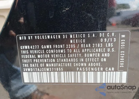 2014 Volkswagen Jetta 1.8T Se from USA, damaged, VIN 3VWD17AJ2EM371855